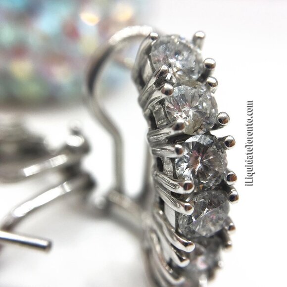 1.80CTW Natural Diamond Huggie Earrings in White Gold. 12 Diamonds at 15pts Each - Picture 6 of 11